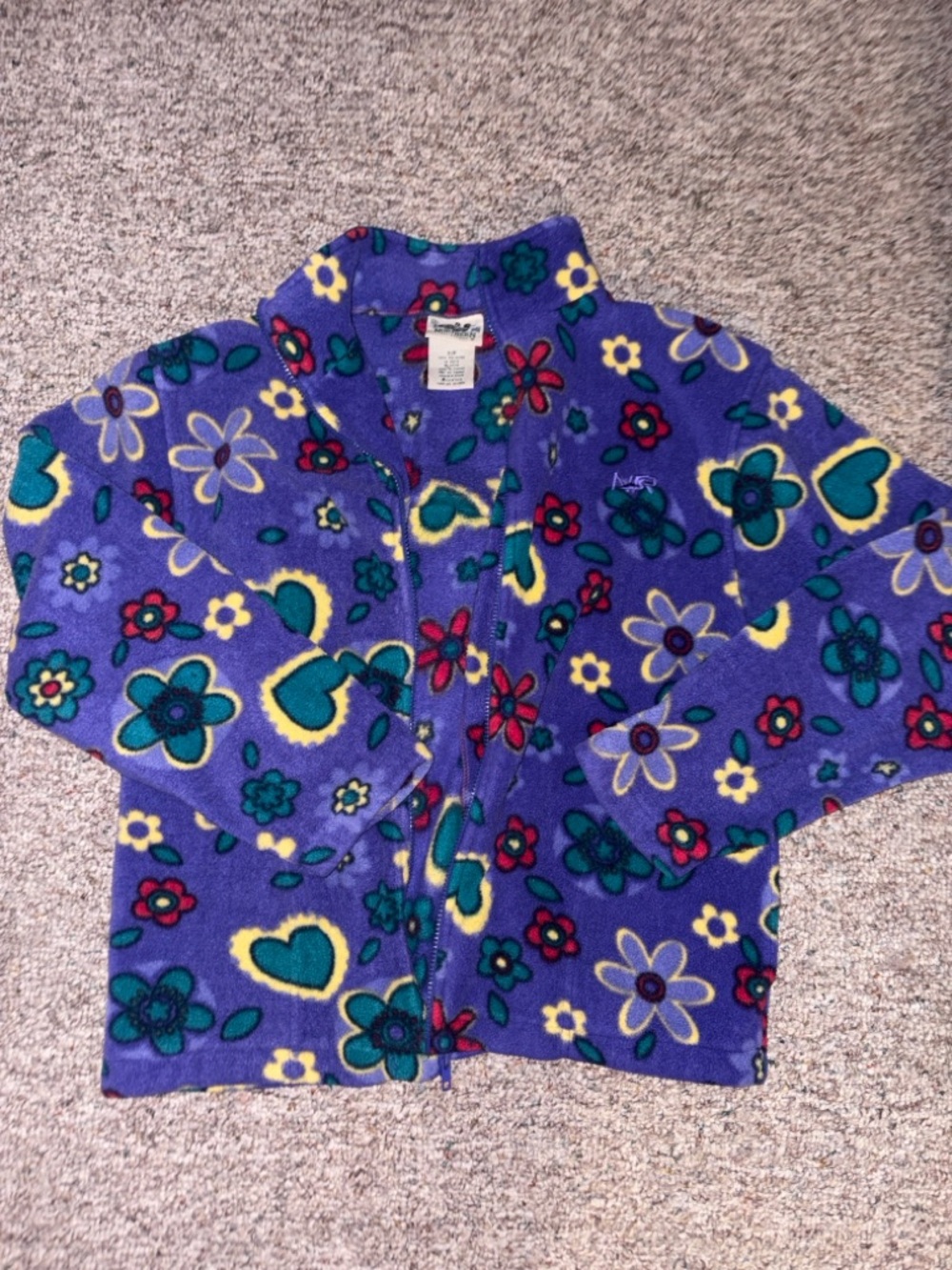 Vintage Northern Reflections Purple Floral Fleece Jacket